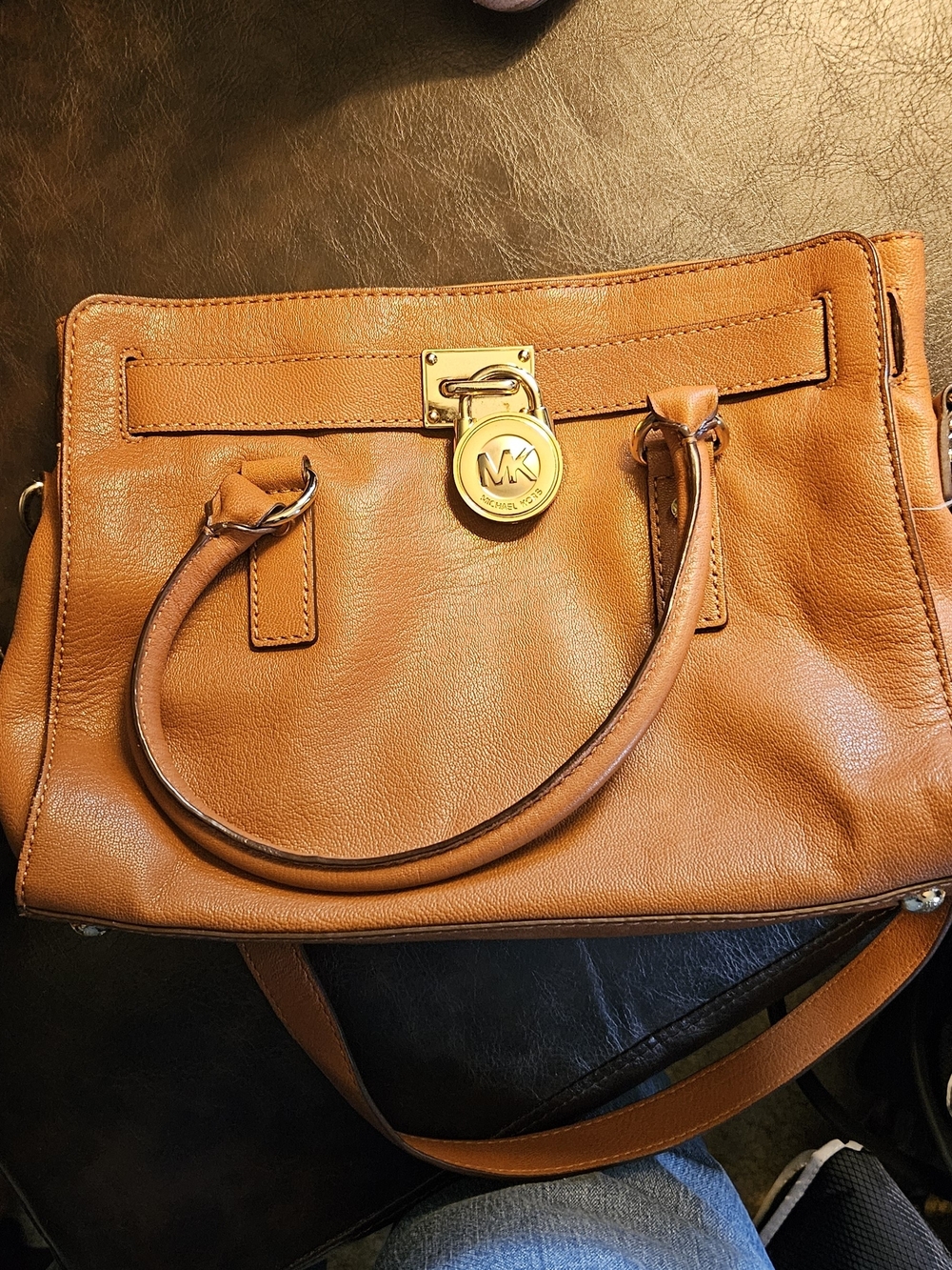 Michael Kors Hamilton Leather Satchel in Brown